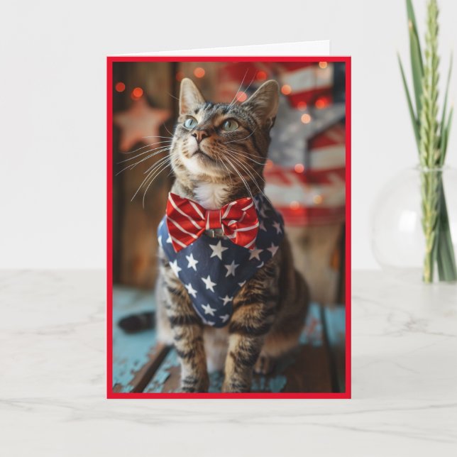 Cartes Pour Fêtes Annuelles Happy 4 juillet Chat (Devant)