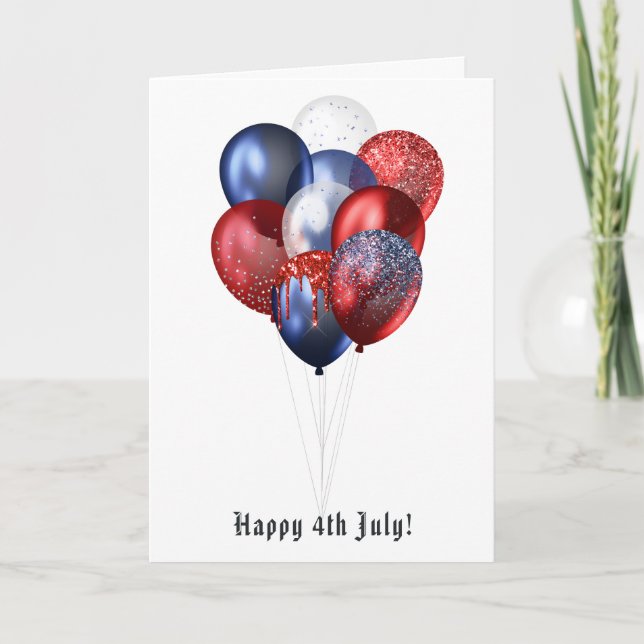 Cartes Pour Fêtes Annuelles Happy 4th July Glitter Balloons Family (Devant)