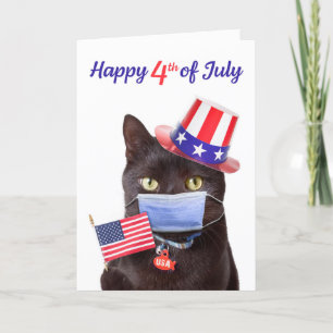 Cartes Pour Fêtes Annuelles Happy 4th of July Cat dans l'humour de Face Mask