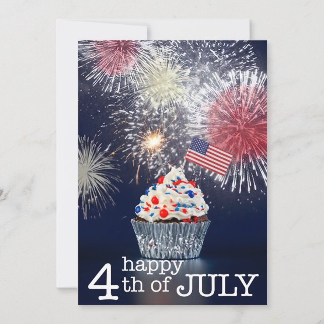 Cartes Pour Fêtes Annuelles Happy 4th Of July Patriotic Fireworks USA (Devant)
