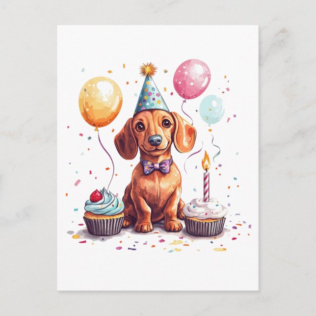 Cartes Pour Fêtes Annuelles Happy Birthday Dachshund Dog  (Devant)