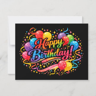 Cartes Pour Fêtes Annuelles Happy Birthday Fun Rainbow Balloons Confetti 