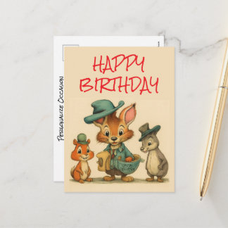 Cartes Pour Fêtes Annuelles Happy Birthday Funny Cute Cartoon Animal Couriers 