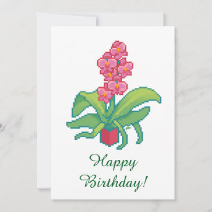 Cartes Pour Fêtes Annuelles Happy Birthday, orchid pixelart, Pixel Art
