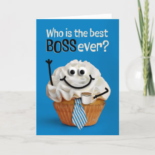 Cartes Pour Fêtes Annuelles Happy Boss's Day Cupcake à Necktie avec café