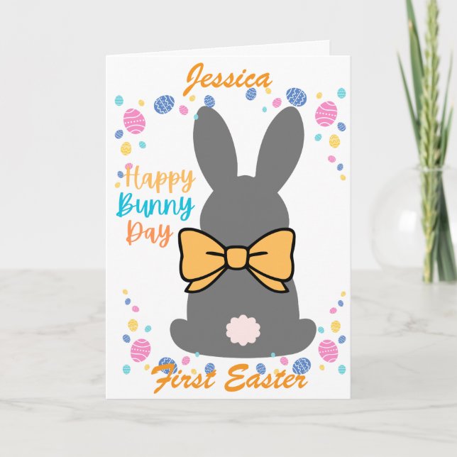 Cartes Pour Fêtes Annuelles Happy bunny day personalized first easter (Devant)