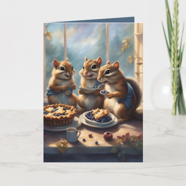 Cartes Pour Fêtes Annuelles Happy Chipmunks and Blueberry Pie birthday card (Devant)