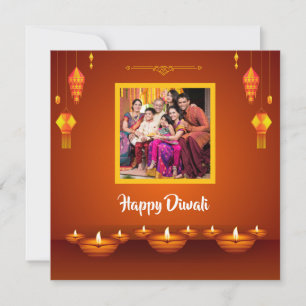 Cartes Pour Fêtes Annuelles Happy Diwali Family Photo Salutation personnalisée