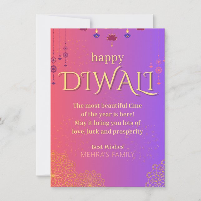 Cartes Pour Fêtes Annuelles Happy Diwali personnalisable (Devant)