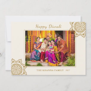 Cartes Pour Fêtes Annuelles Happy Diwali Photo Red Gold Mandala Salutation