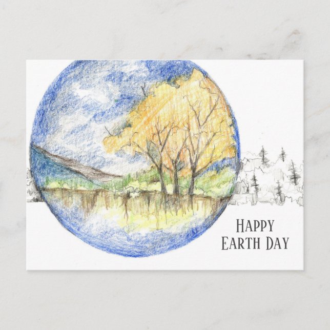 Cartes Pour Fêtes Annuelles Happy Earth Day Honey Locust Trees Landscape (Devant)