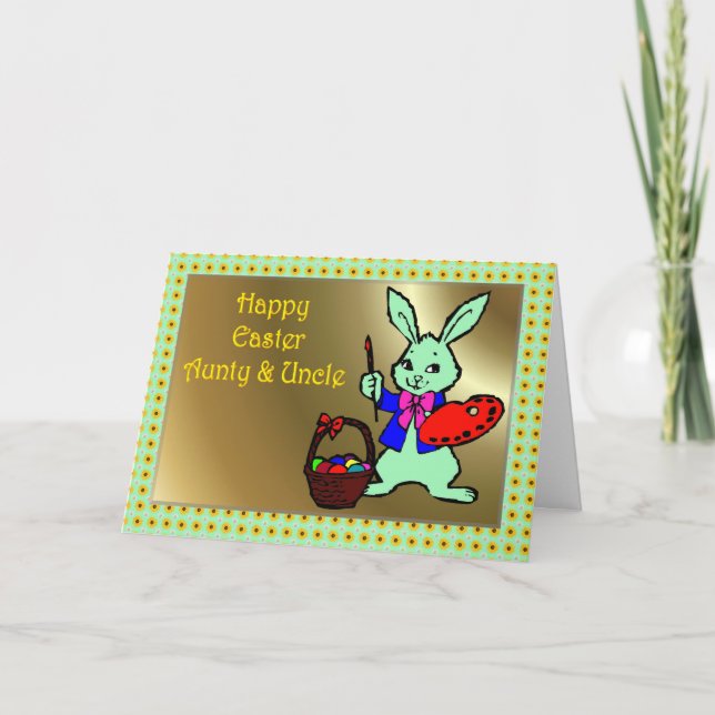 CARTES POUR FÊTES ANNUELLES HAPPY EASTER AUNTY & UNCLE BUNNY RABBI (Devant)
