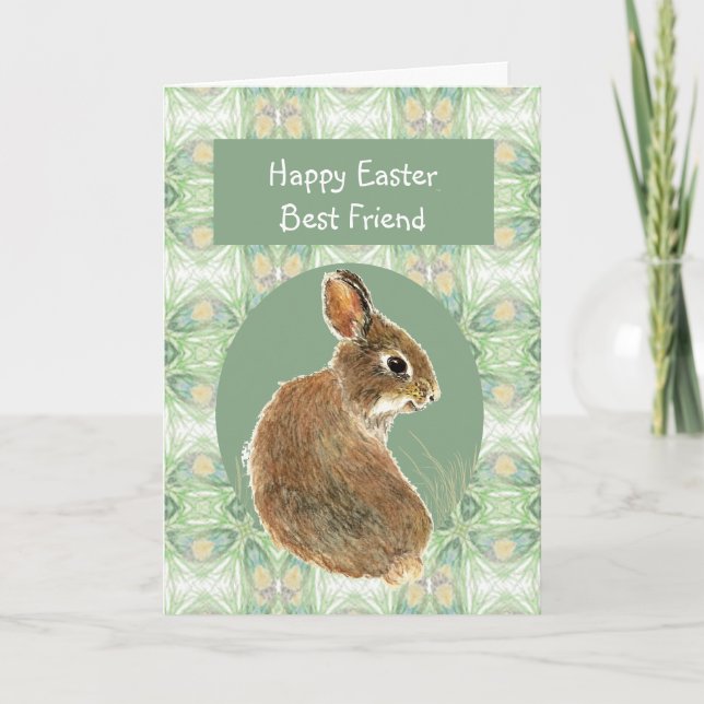 Cartes Pour Fêtes Annuelles Happy Easter Best Friend Cute Bunny Rabbit (Devant)