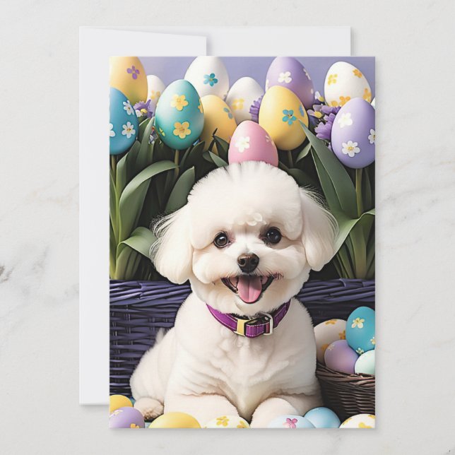 Cartes Pour Fêtes Annuelles Happy Easter Bichon Frise (Devant)