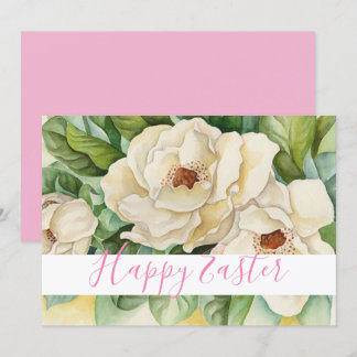 Cartes Pour Fêtes Annuelles Happy Easter Blush Rose Magnolia Text Floral
