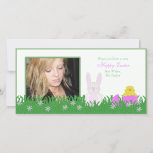 Cartes Pour Fêtes Annuelles Happy Easter Bunny and Baby Duck Photo Card