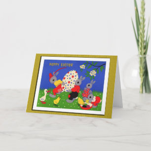 CARTES POUR FÊTES ANNUELLES HAPPY EASTER BUNNY JEU & COULEUR