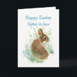 Cartes Pour Fêtes Annuelles Happy Easter Cute Bunny Rabbit<br><div class="desc">This little rabbit wants to say Happy Easter for Sister-in-law and thanks for being all ears</div>