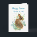 Cartes Pour Fêtes Annuelles Happy Easter Cute Bunny Rabbit<br><div class="desc">This little rabbit wants to say Happy Easter for Sister-in-law and thanks for being all ears</div>