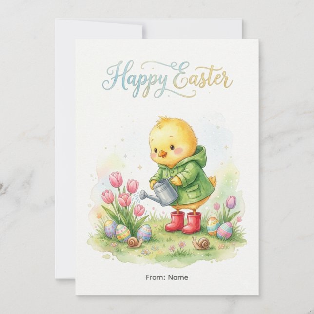 Cartes Pour Fêtes Annuelles Happy Easter Cute Chick Spring (Devant)