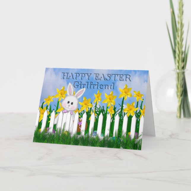 CARTES POUR FÊTES ANNUELLES HAPPY EASTER - DAFFODILS AND BUNNY - PETITE AMIE (Devant)