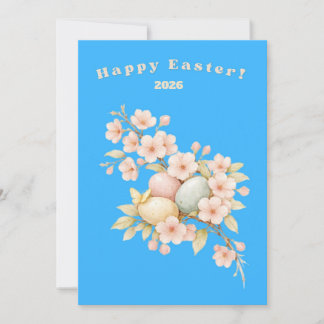 Cartes Pour Fêtes Annuelles Happy Easter Elegant Floral Cherry Blossom Pastel