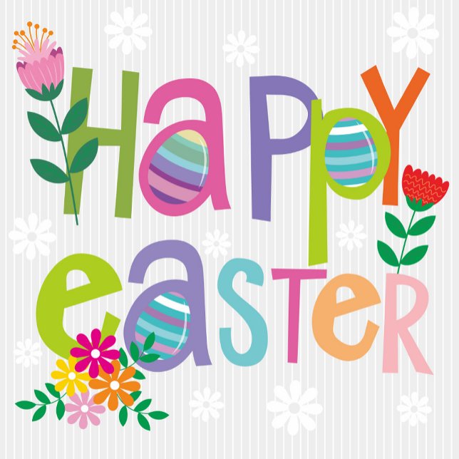 Cartes Pour Fêtes Annuelles Happy Easter Flat Holiday Card (A vibrant and cheerful Easter greeting card!)
