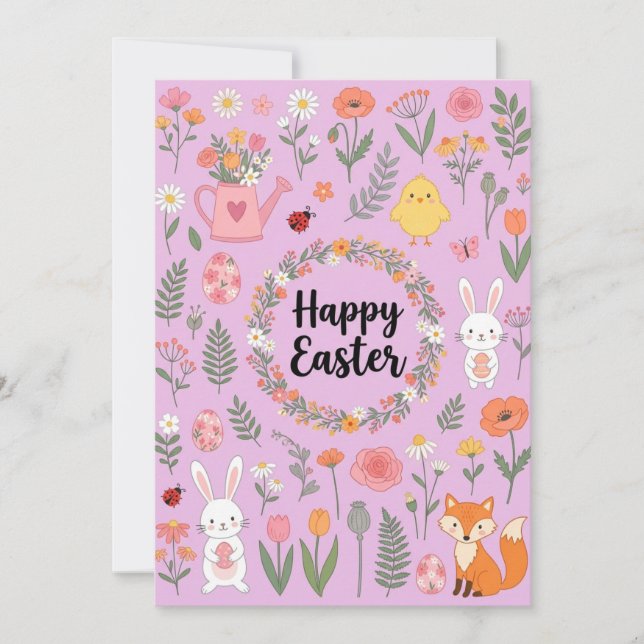 Cartes Pour Fêtes Annuelles Happy Easter Floral Card  (Devant)