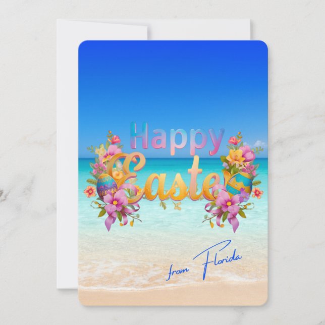 Cartes Pour Fêtes Annuelles Happy Easter from Florida Tropical Beach (Devant)