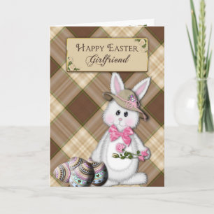 CARTES POUR FÊTES ANNUELLES HAPPY EASTER - GIRLFRIEND - BUNNY