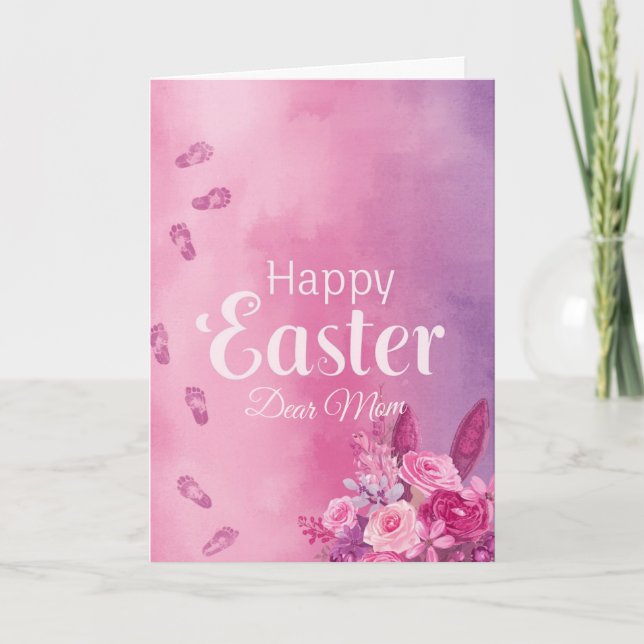 Cartes Pour Fêtes Annuelles Happy Easter Mom , Personalized Easter Baby prints (Devant)