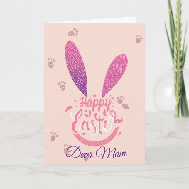 Cartes Pour Fêtes Annuelles Happy Easter Mom , Personalized Easter funnyBunny (Devant)