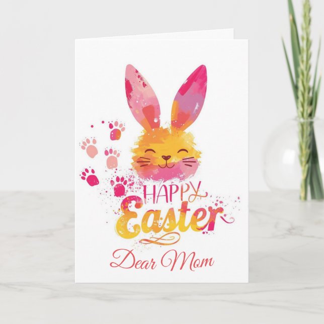 Cartes Pour Fêtes Annuelles Happy Easter Mom , Personalized Easter funnyBunny (Devant)