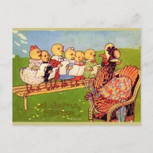 CARTES POUR FÊTES ANNUELLES HAPPY EASTER MOTHER HEN WITH SINGING CHICKS