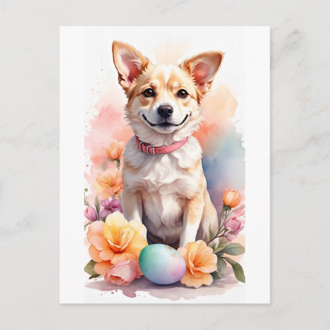 Cartes Pour Fêtes Annuelles Happy Easter puppy Holiday Postcard (Devant)