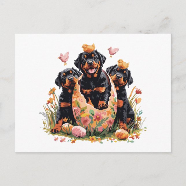 Cartes Pour Fêtes Annuelles Happy Easter Rottweiler Dogs (Devant)