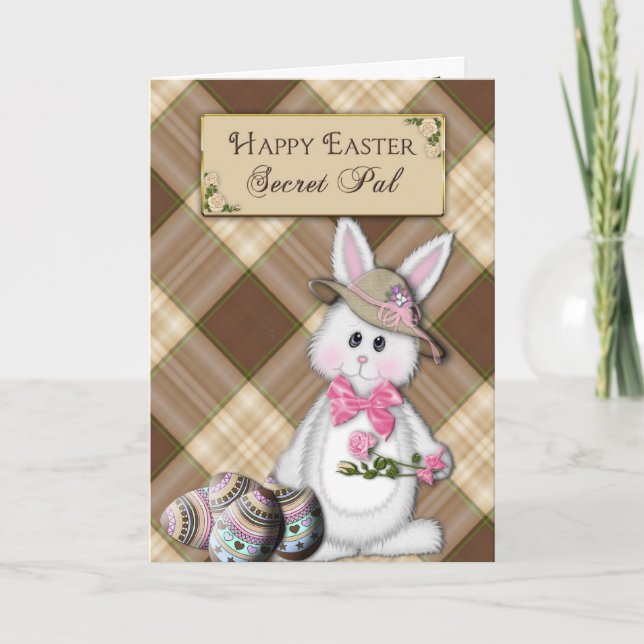 CARTES POUR FÊTES ANNUELLES HAPPY EASTER - SECRET PAL - BUNNY (Devant)