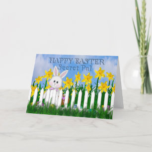 CARTES POUR FÊTES ANNUELLES HAPPY EASTER - SECRET PAL - DAFFODILS ET BUNNY