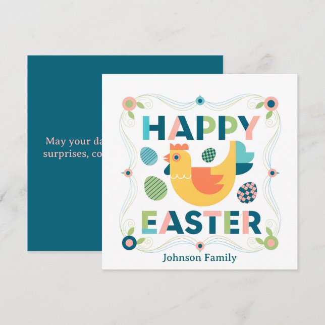 Cartes Pour Fêtes Annuelles Happy Easter Spring (Devant / Derrière)