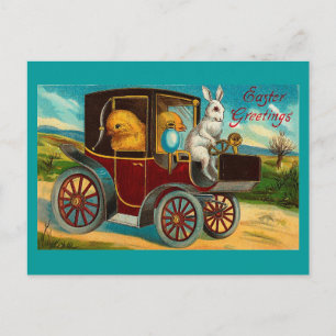 Cartes Pour Fêtes Annuelles Happy Easter Vintage Motor Car Ride