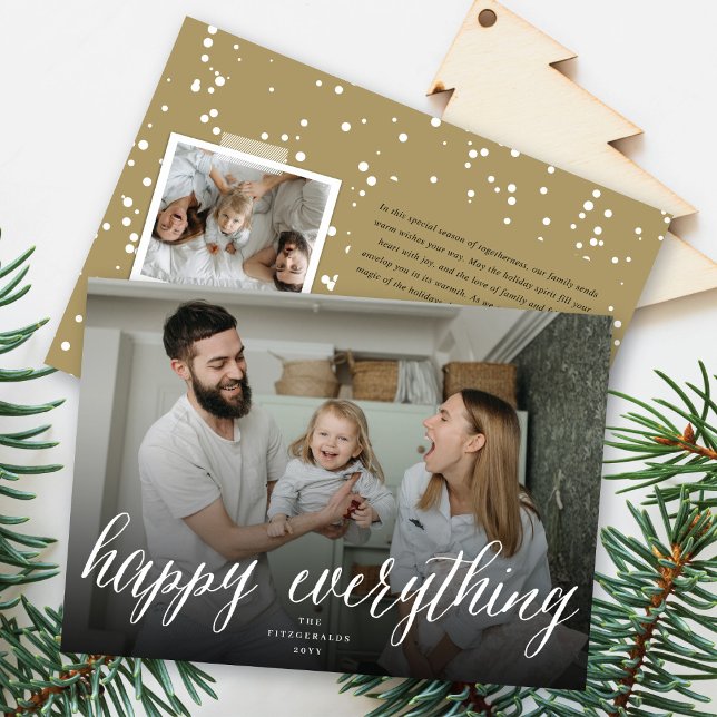 Cartes Pour Fêtes Annuelles Happy Everything Simple White Script Photo Moderne (Créateur téléchargé)