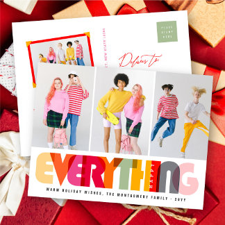 Cartes Pour Fêtes Annuelles Happy Everything Typographie colorée Photo moderne