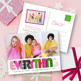Cartes Pour Fêtes Annuelles Happy Everything Typographie colorée Photo moderne