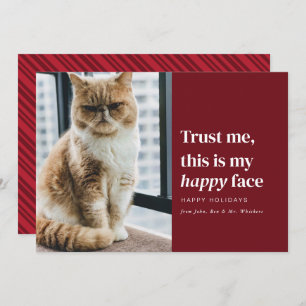 Cartes Pour Fêtes Annuelles Happy Face Funny Pet Photo Christmas Holiday Card