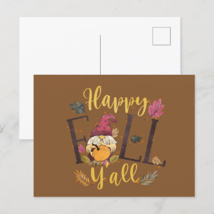 Cartes Pour Fêtes Annuelles Happy Fall gnome saisonnier mot art