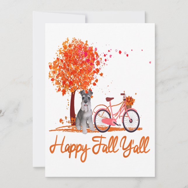 Cartes Pour Fêtes Annuelles Happy Fall Yall Funny Schnauzer Chien Automne Vélo (Devant)