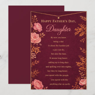 Cartes Pour Fêtes Annuelles Happy Father's Day Daughter Card
