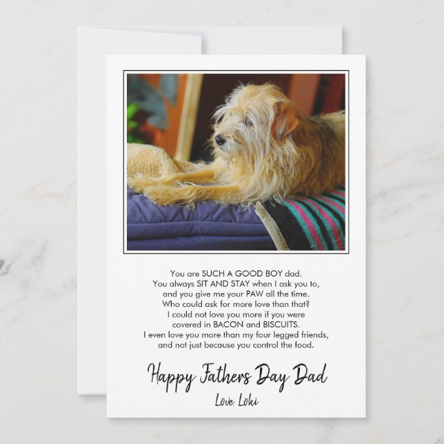 Cartes Pour Fêtes Annuelles Happy Fête des pères Custom Chien Photo Drôle (Devant)