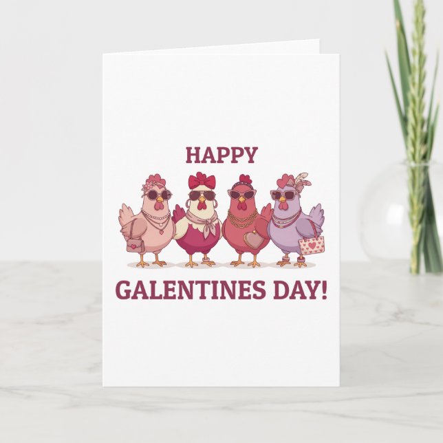 Cartes Pour Fêtes Annuelles Happy Galentines Day Chicken Squad Cute Funny Hens (Devant)