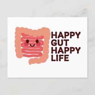 Cartes Pour Fêtes Annuelles Happy Gut, Happy Life - Intérieur souriant mignon